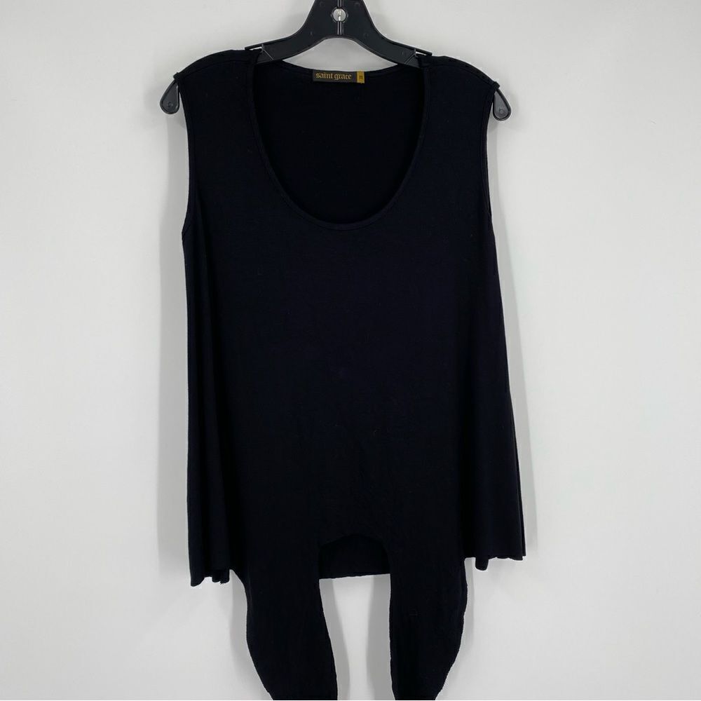 Saint Grace Women’s Scoop Neck Sleeveless Black Blouse size M